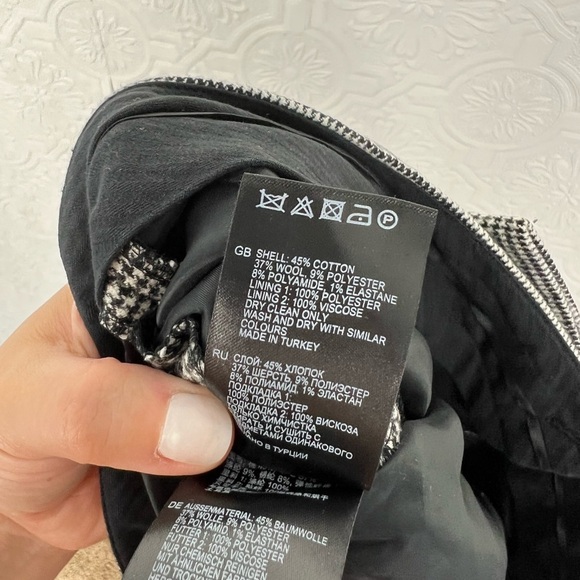 Reiss Azalea Houndstooth Lined Pants Black White 4 Preppy Dark Academia Career - Picture 8 of 9